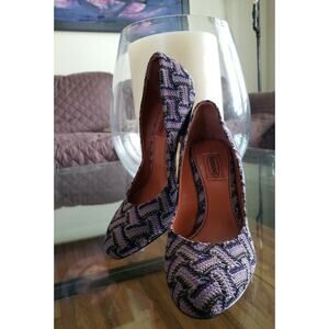 Authentic MISSONI Shoes Round Toe Dress Pump Purple Heels Size 7 #1386 NWOB